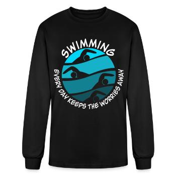 Swimmer Swimming Pool Triathlon - Men's Long Sleeve T-Shirt - black - Front