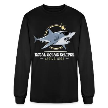 Funny Solar Eclipse Shark Wearing Eclipse Glasses - Men's Long Sleeve T-Shirt - black - Front