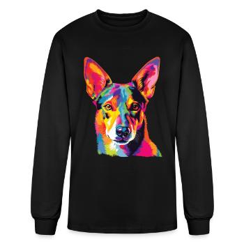 Watercolor Colorful Basenji - Men's Long Sleeve T-Shirt - black - Front