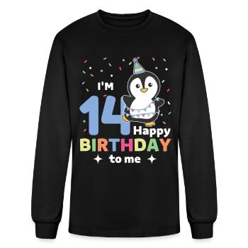 Penguin For The 14th Birthday For Children - Men's Long Sleeve T-Shirt - black - Front