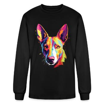 Watercolor Colorful Basenji - Men's Long Sleeve T-Shirt - black - Front
