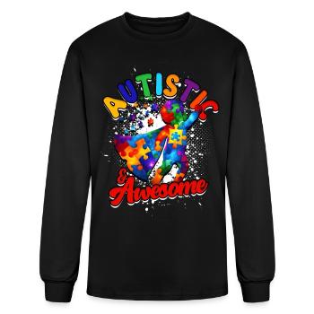 Autistic & Awesome Autist Autism - Men's Long Sleeve T-Shirt - black - Front