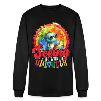 Autistic Autist Autism Seeing the World Uniquely - Men's Long Sleeve T-Shirt - black - Front
