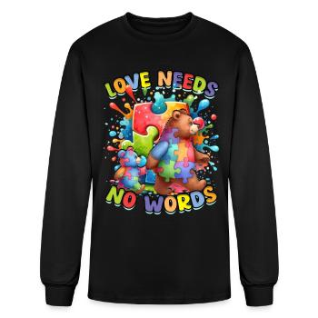 Autistic Autist Autism Love Needs No Words - Men's Long Sleeve T-Shirt - black - Front
