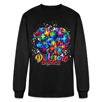 Autistic Autist Autism Different not less - Men's Long Sleeve T-Shirt - black - Front