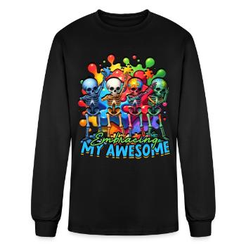 Autistic Autist Autism Embracing my awesome - Men's Long Sleeve T-Shirt - black - Front