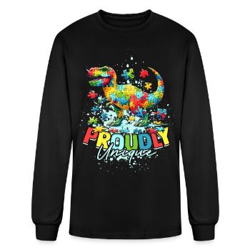 Autistic Autist Autism Proudly unique - Men's Long Sleeve T-Shirt - black - Front