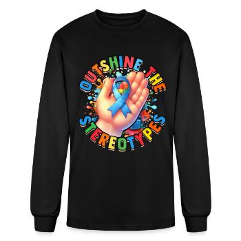 Autistic Autist Autism Outshine the stereotypes - Men's Long Sleeve T-Shirt - black - Front