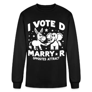 I Vote D, Marry R, Opposites Attract - Men's Long Sleeve T-Shirt - black - Front