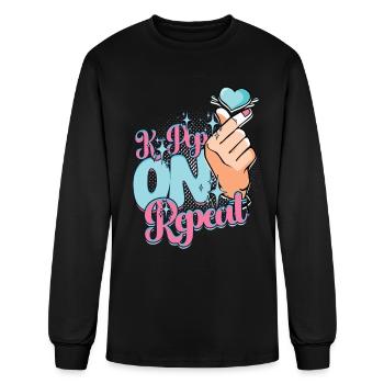 K-Pop Korean Music K-Pop On Repeat - Men's Long Sleeve T-Shirt - black - Front