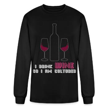 Vino Wine Drinker Wine Glass - Men's Long Sleeve T-Shirt - black - Front