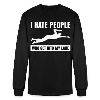 Triathlon Grumpy Swimmer Swimming - Men's Long Sleeve T-Shirt - black - Front