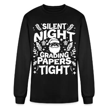 Silent Night Grading Papers Tight - Men's Long Sleeve T-Shirt - black - Front