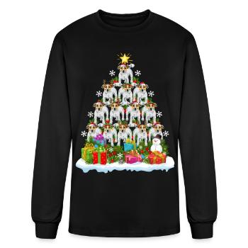 Jack Russell Terrier Dog Ugly Christmas Tree Santa - Men's Long Sleeve T-Shirt - black - Front