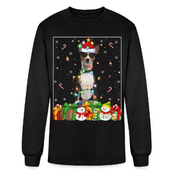 Basenji Dog Christmas Lights - Men's Long Sleeve T-Shirt - black - Front