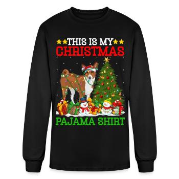 Basenji Dog Christmas - Men's Long Sleeve T-Shirt - black - Front