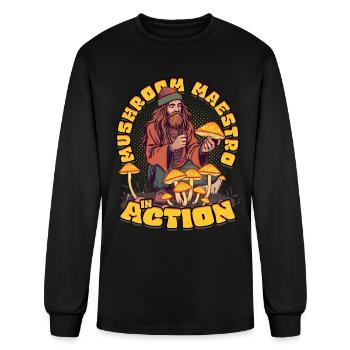 Mushroom Maestro in Action - Men's Long Sleeve T-Shirt - black - Front