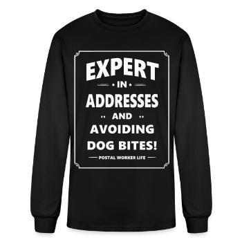 Expert in addresses and avoiding dog bites - Men's Long Sleeve T-Shirt - black - Front