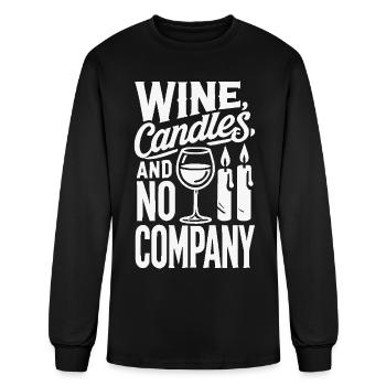 Wine, Candles, and No Company - Men's Long Sleeve T-Shirt - black - Front