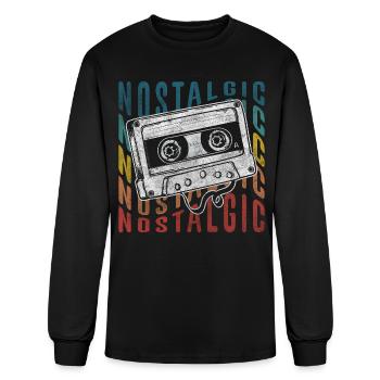 Cassette 80s Retro Music Lover Audio Tape - Men's Long Sleeve T-Shirt - black - Front
