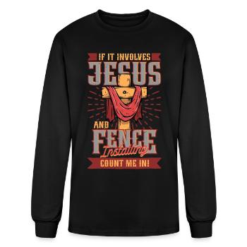 Fence Installer Jesus And Fence Installing - Men's Long Sleeve T-Shirt - black - Front