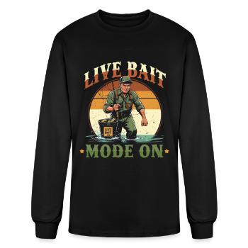 Flathead Catfish Live Bait Mode On - Men's Long Sleeve T-Shirt - black - Front