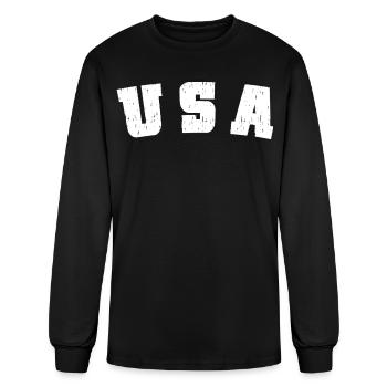 Distressed USA - Men's Long Sleeve T-Shirt - black - Front