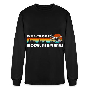 Model Flight Airplane Model - Men's Long Sleeve T-Shirt - black - Front