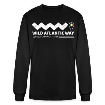 Carte vintage de la route atlantique sauvage de l’Irlande - T-shirt à manches longues Homme - noir - Devant