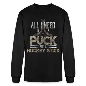 Hockey puck team gift - Men's Long Sleeve T-Shirt - black - Front