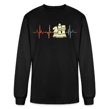 Chess Figures Cardiogram - Men's Long Sleeve T-Shirt - black - Front