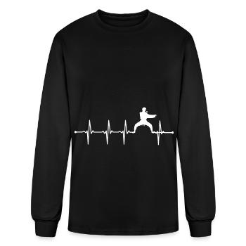 Karate self-defense gift Dan Kyu heartbeat - Men's Long Sleeve T-Shirt - black - Front