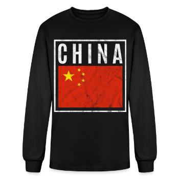 China - Men's Long Sleeve T-Shirt - black - Front