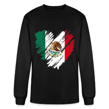 Mexico City Mexican Flag Heart Gift Mexico - Men's Long Sleeve T-Shirt - black - Front