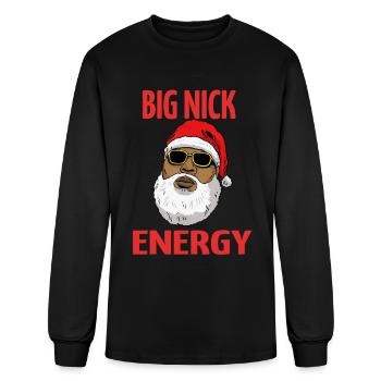 Big Nick Energy Black African Santa Funny - Men's Long Sleeve T-Shirt - black - Front