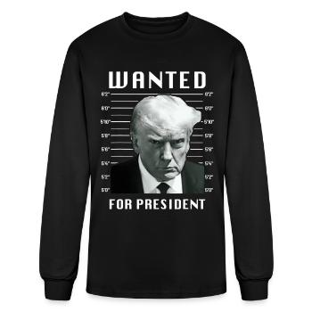 Wanted For President - Men's Long Sleeve T-Shirt - black - Front