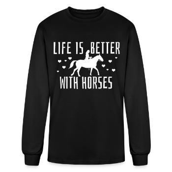 Horseback Horse Equestrian - Men's Long Sleeve T-Shirt - black - Front