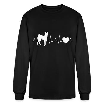 Basenji Heartbeat - Men's Long Sleeve T-Shirt - black - Front