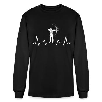 Archer Arrow and bow sports Heartbeat Archery - Men's Long Sleeve T-Shirt - black - Front
