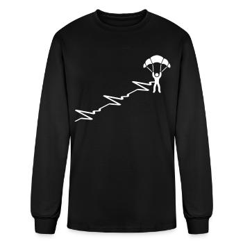 Parachuting SKYDIVE SKYDIVING SKYDIVER Heartbeat - Men's Long Sleeve T-Shirt - black - Front