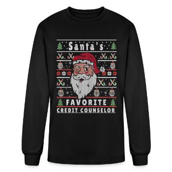 Santas XMAS Ugly Christmas Credit-Counselor - Men's Long Sleeve T-Shirt - black - Front