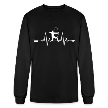 Archer Arrow and bow sports Heartbeat Archery - Men's Long Sleeve T-Shirt - black - Front