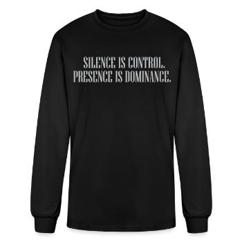 Silence and Presence Modern Typography - Men's Long Sleeve T-Shirt - black - Front