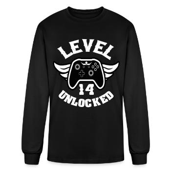 Level 14 Unlocked 14th Birthday - Men's Long Sleeve T-Shirt - black - Front