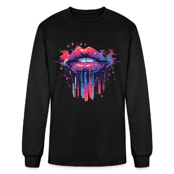 Lips Kiss Mouth Kiss Mouth Red Lips - Men's Long Sleeve T-Shirt - black - Front