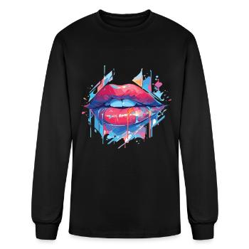 Lips Kiss Mouth Kiss Mouth Red Lips - Men's Long Sleeve T-Shirt - black - Front