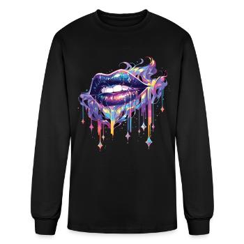 Lips Kiss Mouth Kiss Mouth Red Lips - Men's Long Sleeve T-Shirt - black - Front