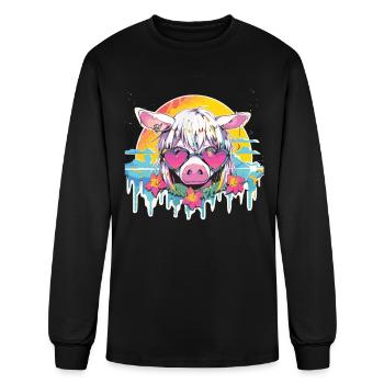Pig Sunglasses Pig Pigs - Men's Long Sleeve T-Shirt - black - Front