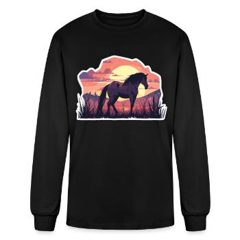 Horse Horses Ross Gaul Riding Horse Head Rider - Men's Long Sleeve T-Shirt - black - Front