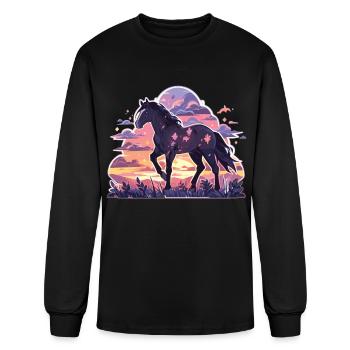 Horse Horses Ross Gaul Riding Horse Head Rider - Men's Long Sleeve T-Shirt - black - Front